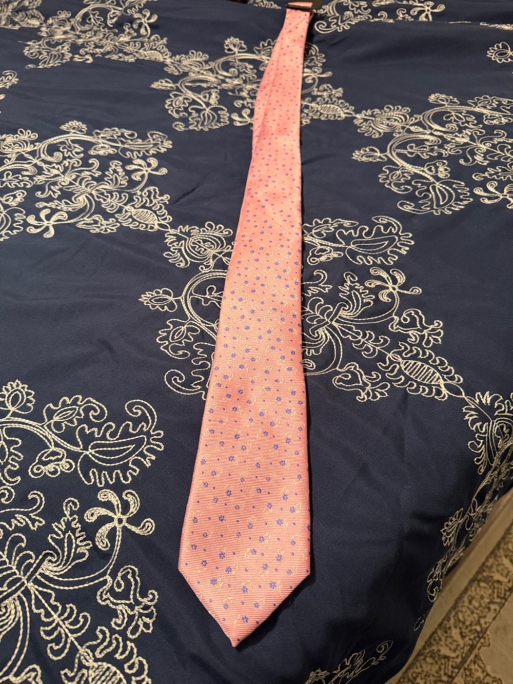 Tommy Hilfiger Pink Tie with Small Blue Microdots